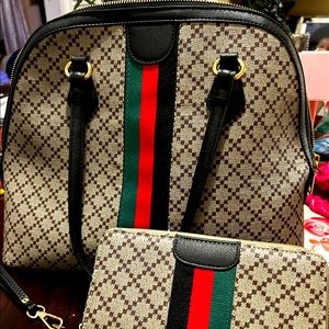 Grey and black medium size handbag